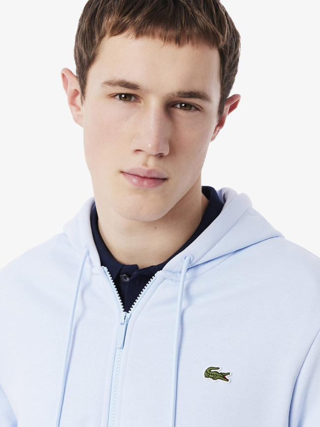 Sweat à capuche zippé molleton bleu homme - Lacoste