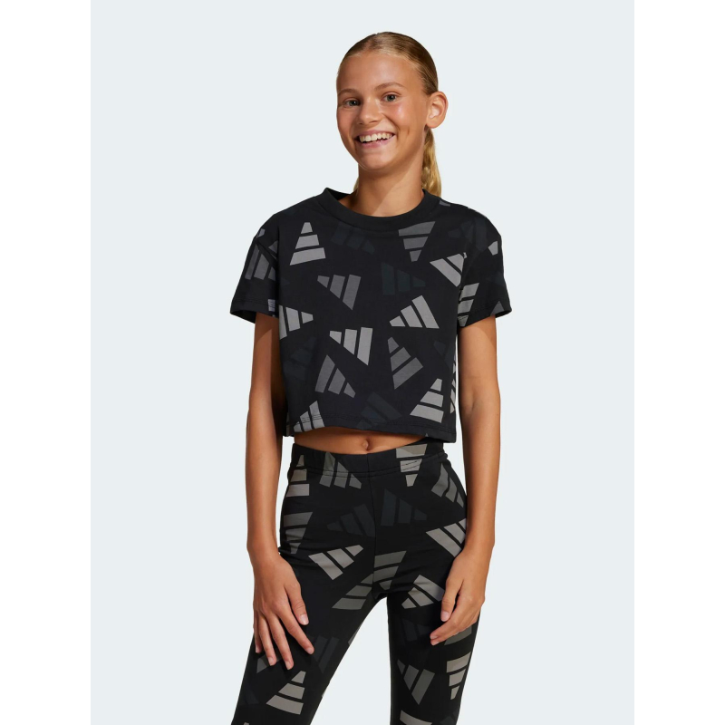 T-shirt de sport crop clbrtn noir fille - Adidas