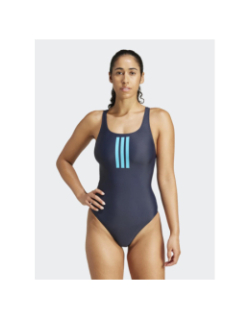 Maillot de bain de natation 3 bande dos en v bleu femme - Adidas