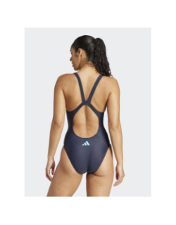 Maillot de bain de natation 3 bande dos en v bleu femme - Adidas