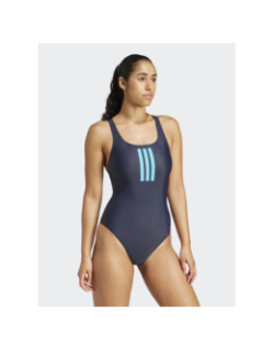 Maillot de bain de natation 3 bande dos en v bleu femme - Adidas
