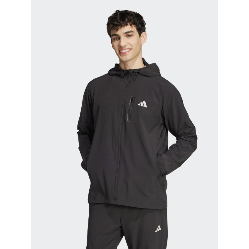 Veste mi-saison zippée à capuche noir homme - Adidas