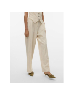 Pantalon large rayé troian beige femme - Vero Moda
