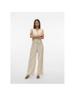 Pantalon large rayé troian beige femme - Vero Moda