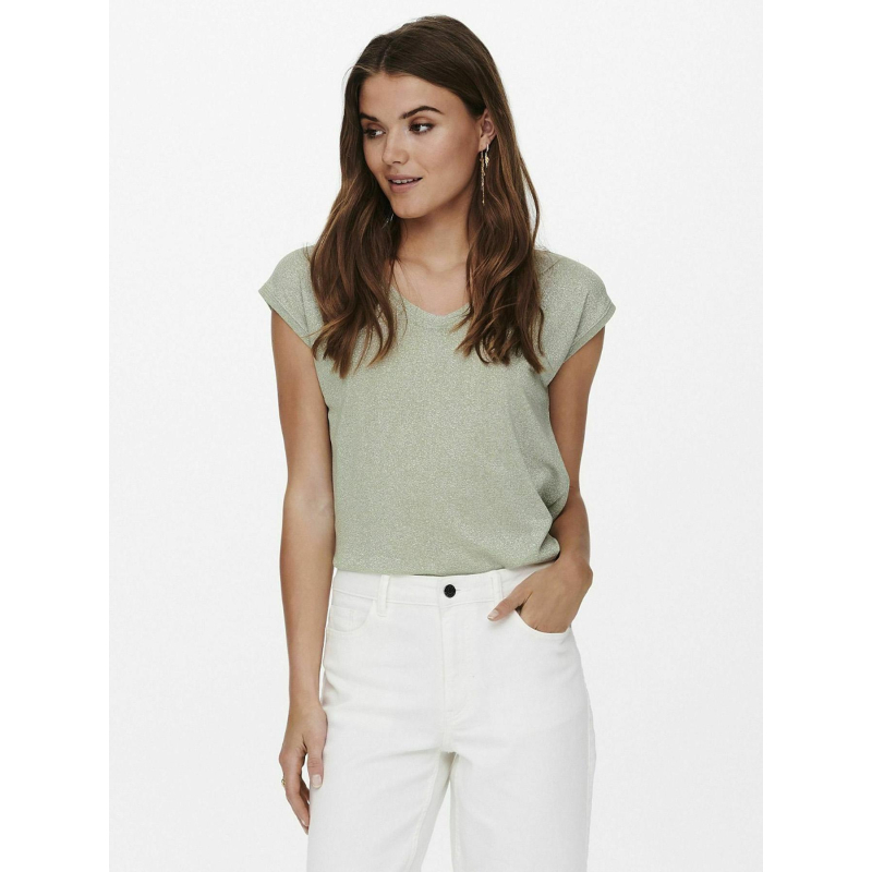 T-shirt à paillettes silvery vert clair femme - Only