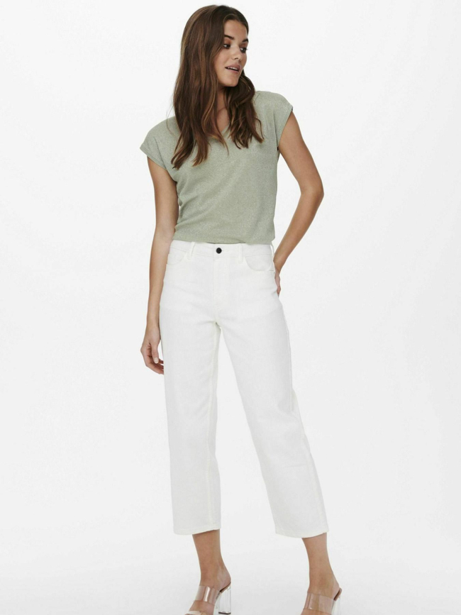 T-shirt à paillettes silvery vert clair femme - Only