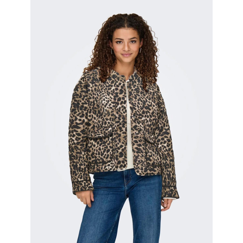 Veste matelassée à motif léopard onlhallie marron femme - Only