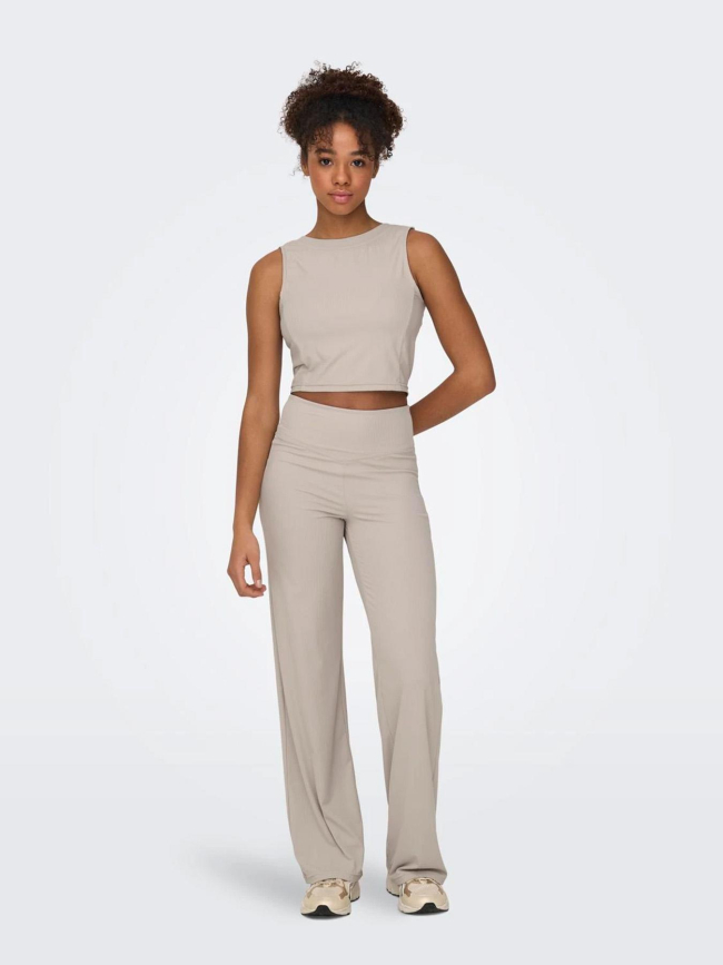 Legging de sport côtelé large phomie beige femme - Only Play