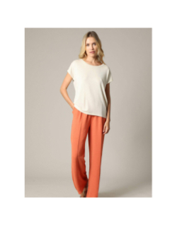 T-shirt rayé pailleté lina beige femme - Deeluxe