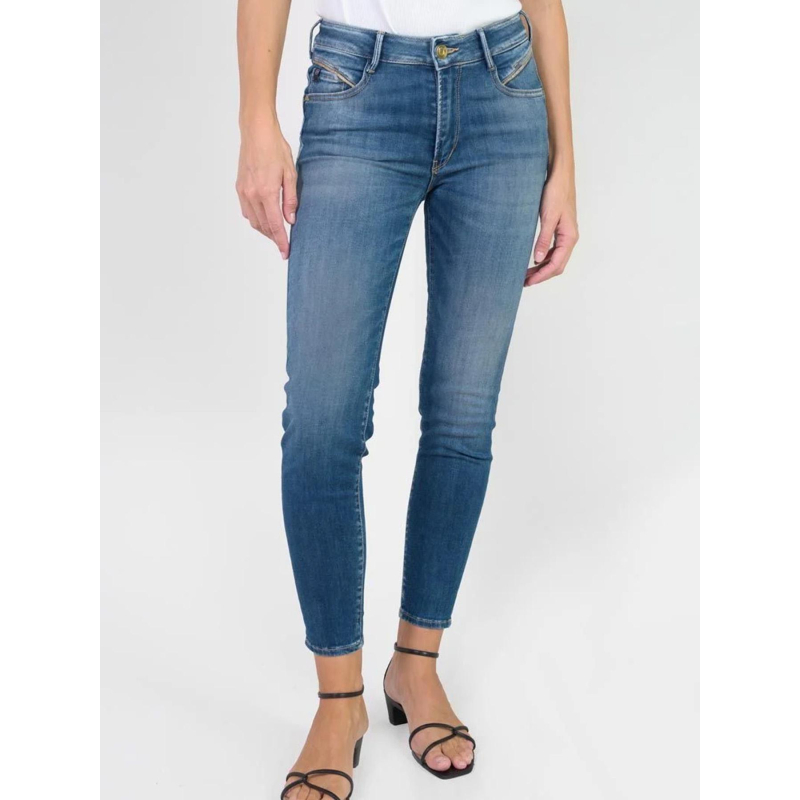 Jean slim taille haute pefki bleu femme - Le Temps Des Cerises