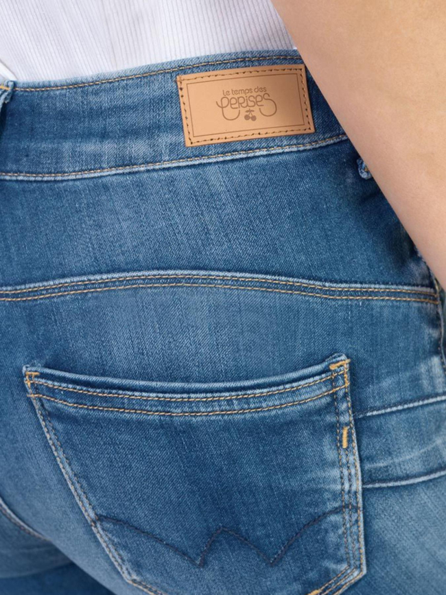 Jean slim taille haute pefki bleu femme - Le Temps Des Cerises