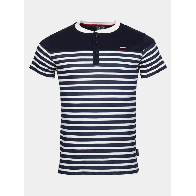 T-shirt col boutonné rayé murphy bleu homme - La Maison Blaggio