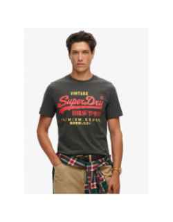 T-shirt vintage logo heritage délavé noir homme - Superdry