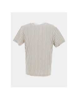 T-shirt rayé jedo blanc beige noir homme - Teddy Smith
