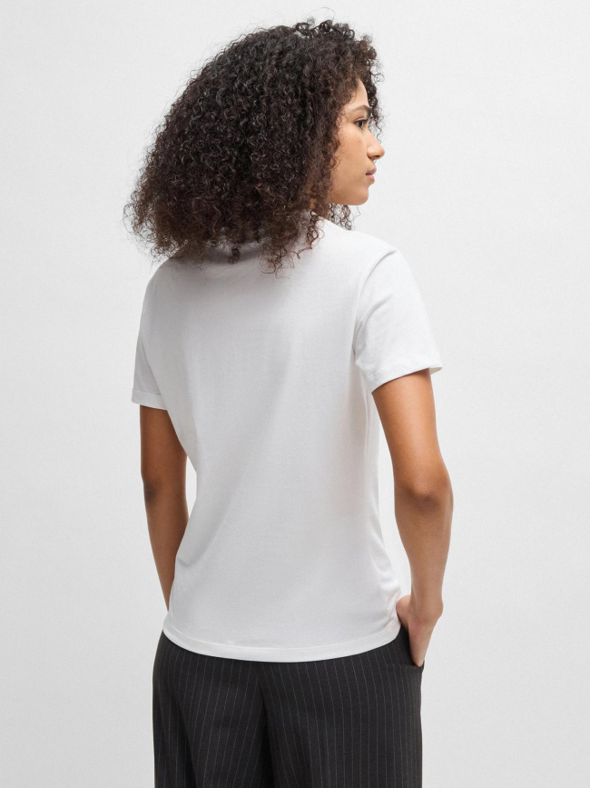 T-shirt manches courtes avec logo brillant blanc femme - Hugo