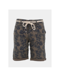 Bermuda à motif feuillage varedo kaki homme - La Maison Blaggio