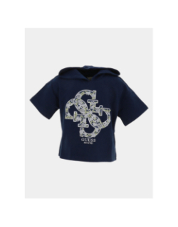 Sweat à capuche manches courtes 4g bleu marine fille - Guess