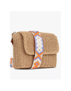Sac bandoulière colorée en paille senia marron femme - Pieces