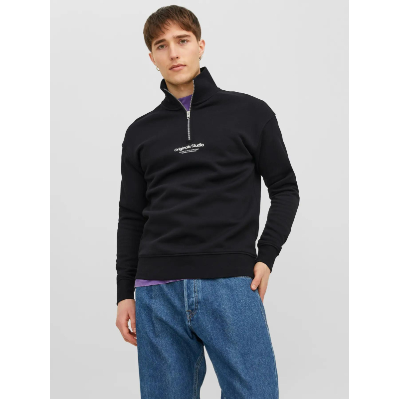 Sweat col zippé vesterbro quarter noir homme - Jack & Jones