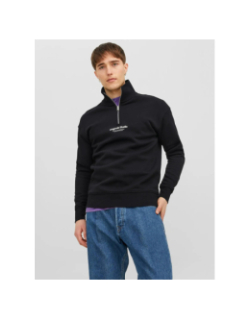Sweat col zippé vesterbro quarter noir homme - Jack & Jones