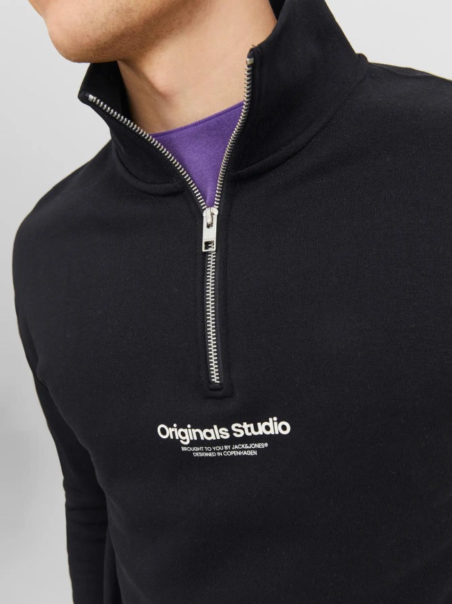 Sweat col zippé vesterbro quarter noir homme - Jack & Jones