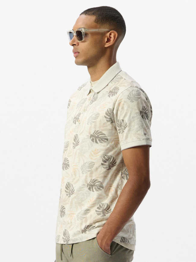Polo à fleurs pasy 2 gris chiné homme - Teddy Smith