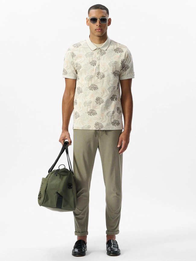 Polo à fleurs pasy 2 gris chiné homme - Teddy Smith