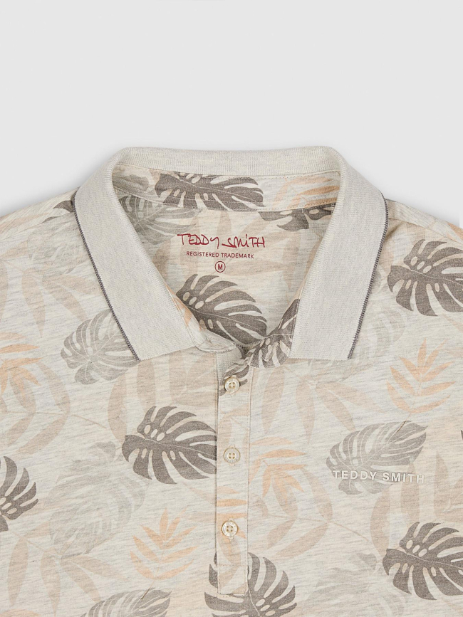 Polo à fleurs pasy 2 gris chiné homme - Teddy Smith