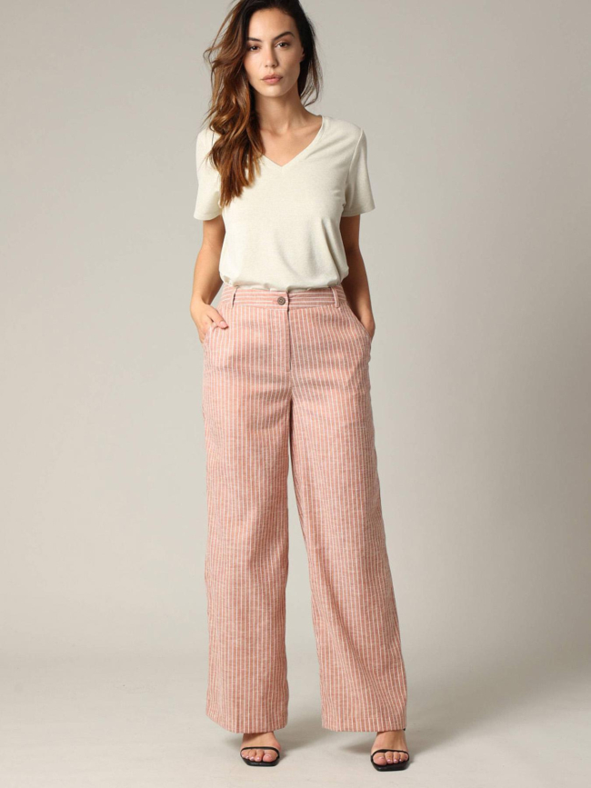 Pantalon rayé azalia rouge femme - Deeluxe