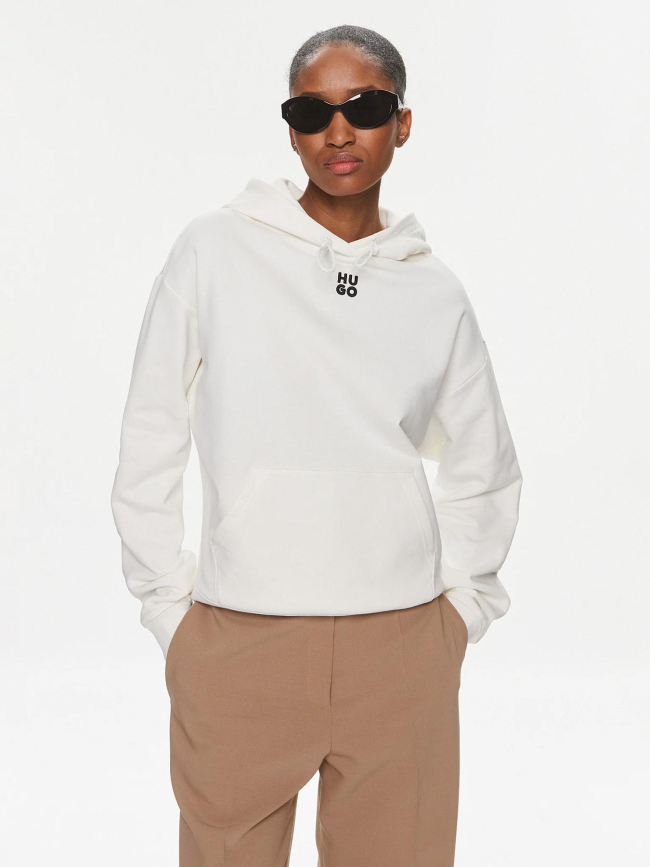 Sweat à capuche delfinia open écru blanc femme - Hugo