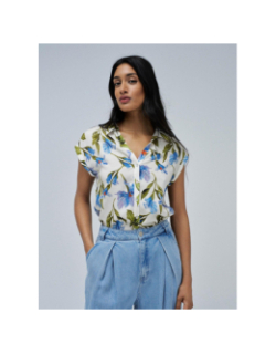 Chemisier à fleurs basic blanc bleu femme - Salsa