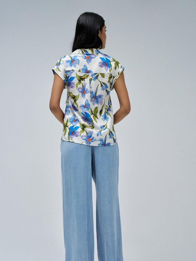 Chemisier à fleurs basic blanc bleu femme - Salsa