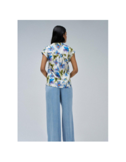 Chemisier à fleurs basic blanc bleu femme - Salsa