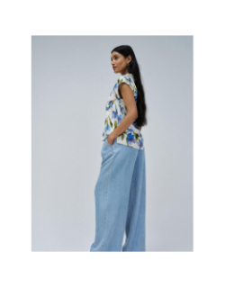 Chemisier à fleurs basic blanc bleu femme - Salsa