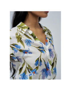 Chemisier à fleurs basic blanc bleu femme - Salsa