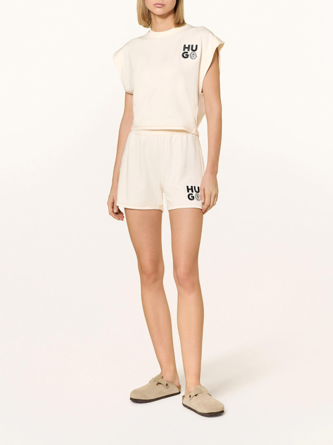 Short jogging daizy blanc écru femme - Hugo