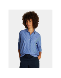 Chemise rayée poplin easy fit bleu femme - Tommy Hilfiger
