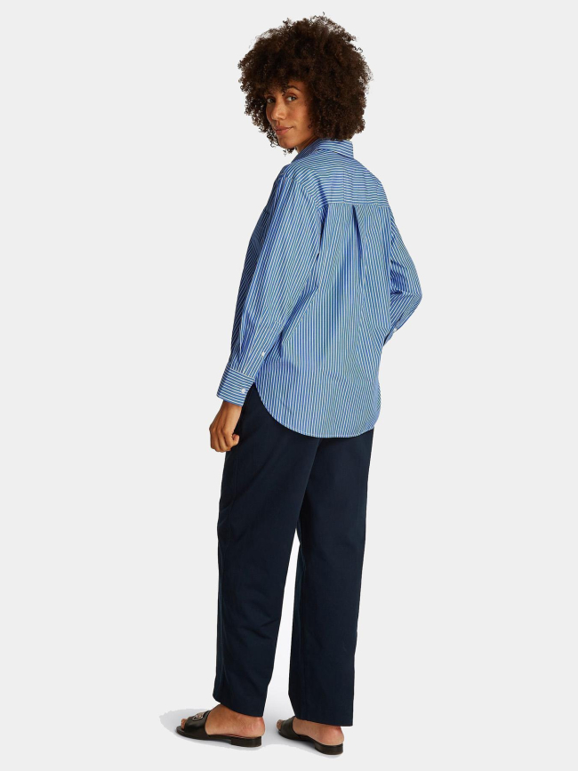 Chemise rayée poplin easy fit bleu femme - Tommy Hilfiger