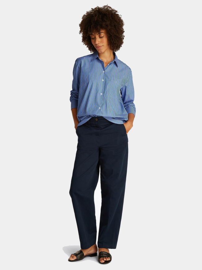 Chemise rayée poplin easy fit bleu femme - Tommy Hilfiger