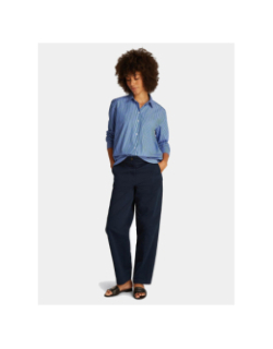 Chemise rayée poplin easy fit bleu femme - Tommy Hilfiger