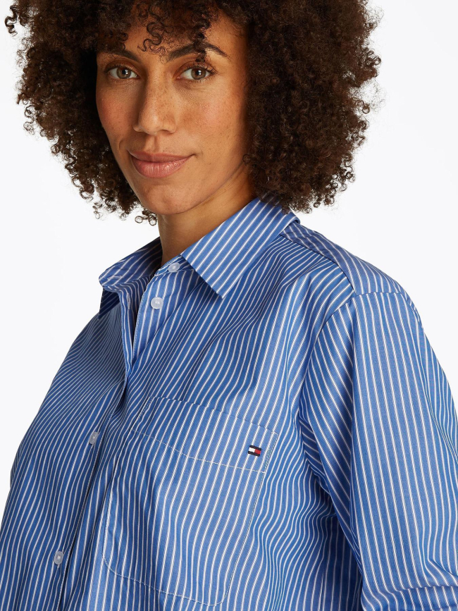 Chemise rayée poplin easy fit bleu femme - Tommy Hilfiger