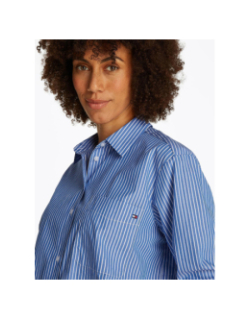 Chemise rayée poplin easy fit bleu femme - Tommy Hilfiger