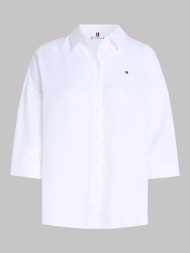 Chemise en lin loose 3/4 blanc femme - Tommy Hilfiger