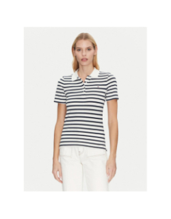 Polo rayé slim 1985 piqué blanc bleu marine femme - Tommy Hilfiger