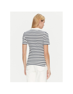Polo rayé slim 1985 piqué blanc bleu marine femme - Tommy Hilfiger