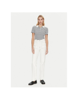 Polo rayé slim 1985 piqué blanc bleu marine femme - Tommy Hilfiger
