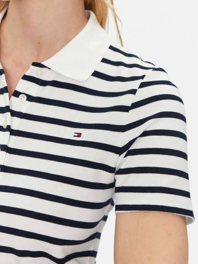 Polo rayé slim 1985 piqué blanc bleu marine femme - Tommy Hilfiger