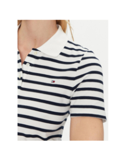 Polo rayé slim 1985 piqué blanc bleu marine femme - Tommy Hilfiger