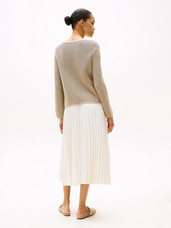 Pull crochet open beige femme - Tommy Hilfiger