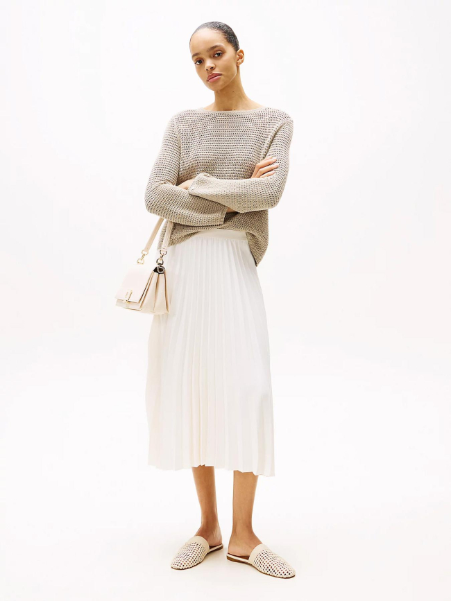 Pull crochet open beige femme - Tommy Hilfiger